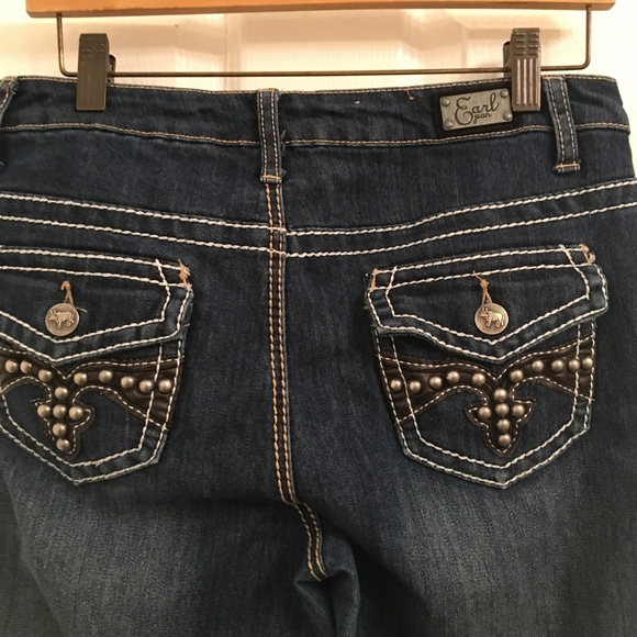 Earl Jean Cuffed Beaded Flapped Pockets Capri sz 6 - Picture 1 of 8